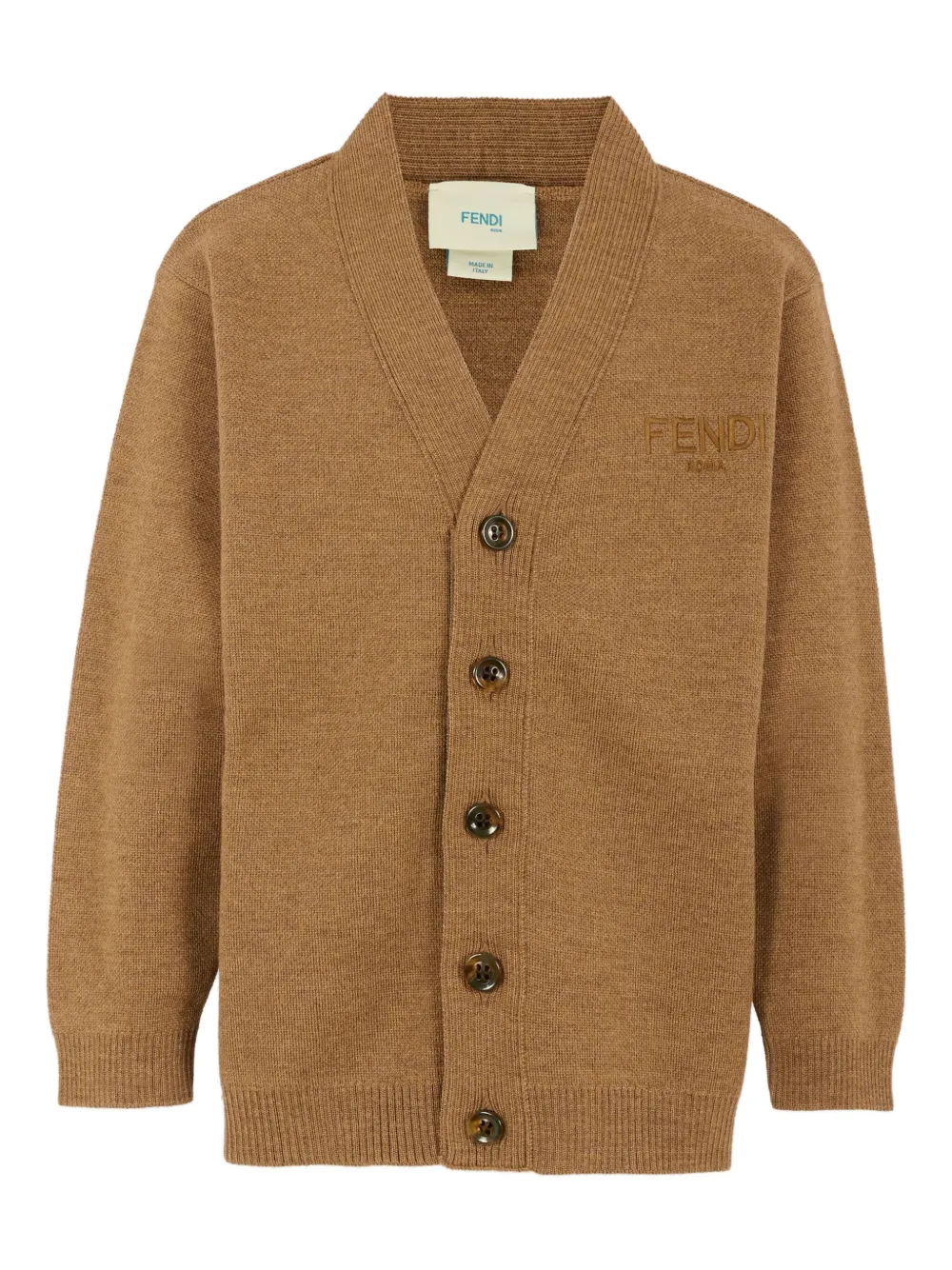 Fendi Kids V-neck cardigan - ブラウン Fendi Kids V-neck cardigan - ブラウン