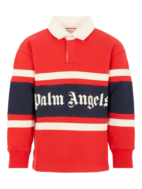 Palm Angels Kids stripe-print long-sleeve polo shirt