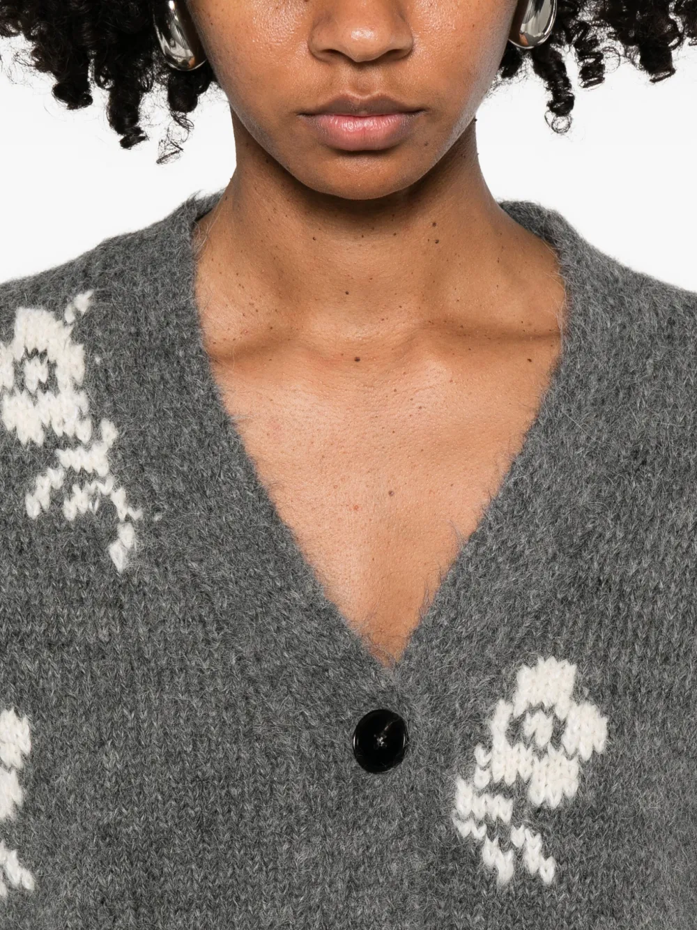 Jil Sander Gestrickter Intarsien-cardigan In Gray