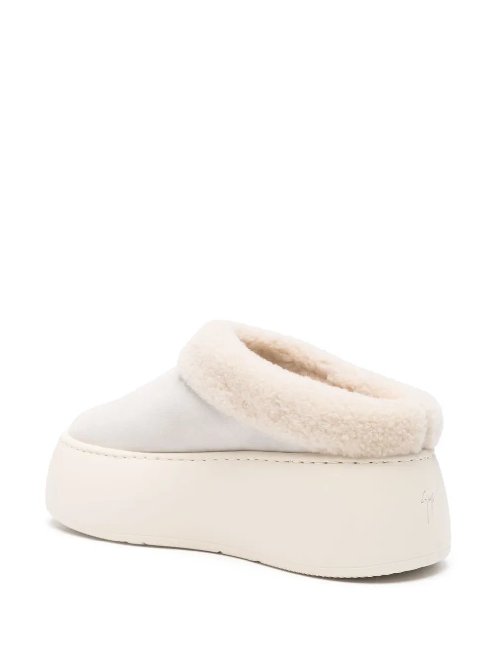 Giuseppe Zanotti platform shearling mules Wit