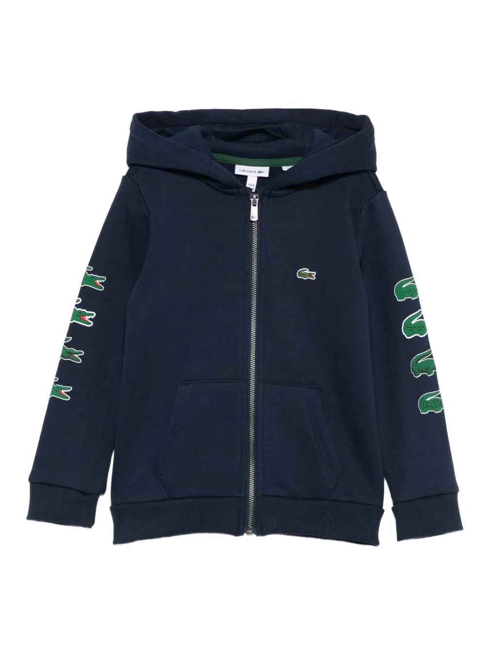 Lacoste Kids logo-patch zip-up hoodie - Blu