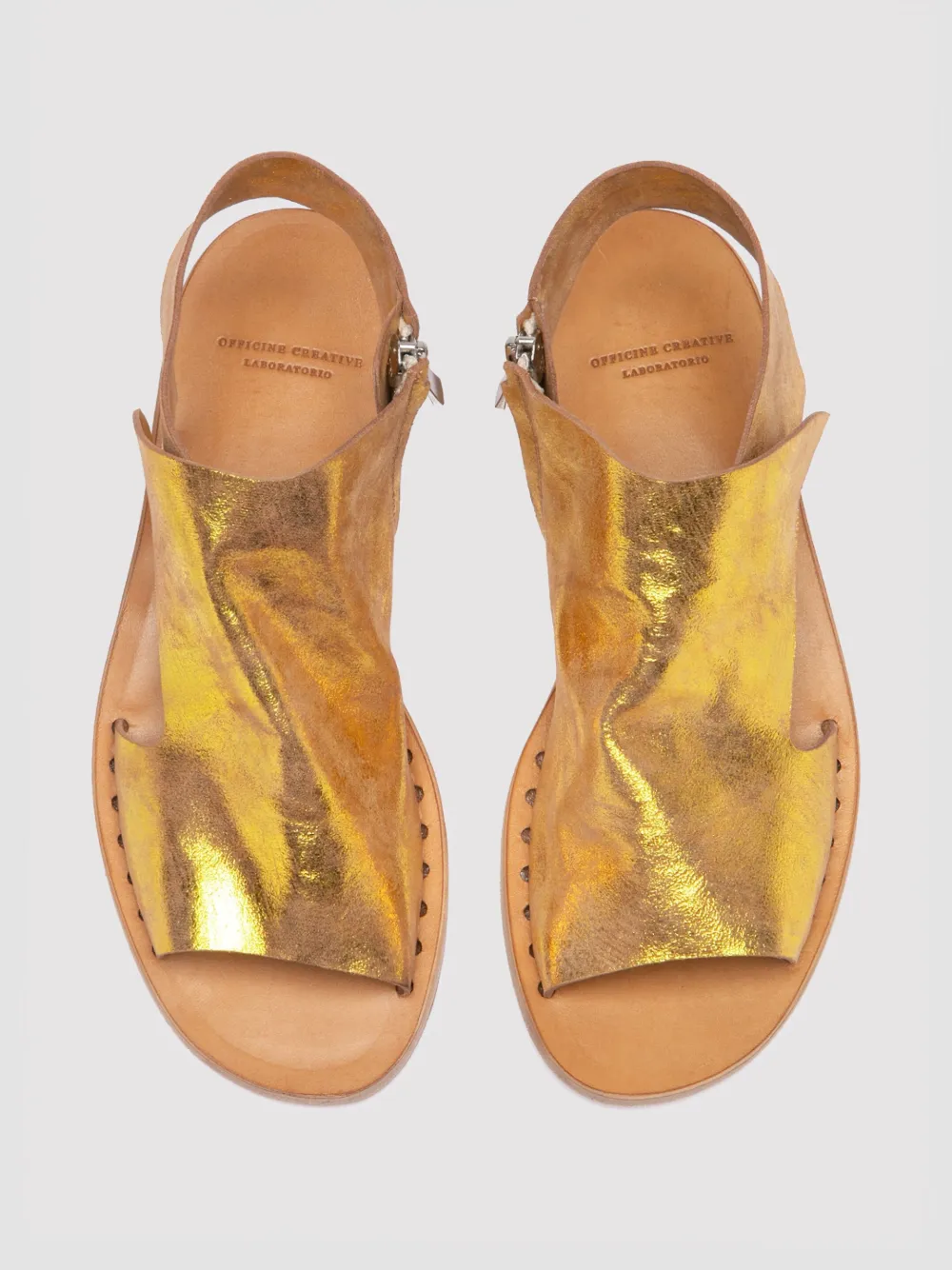 Officine Creative Itaca Zip Sandal In Gold