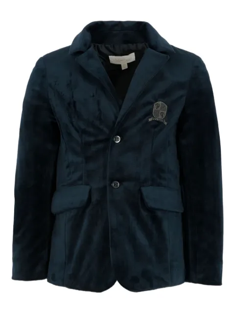 Patachou logo-embroidered velvet blazer