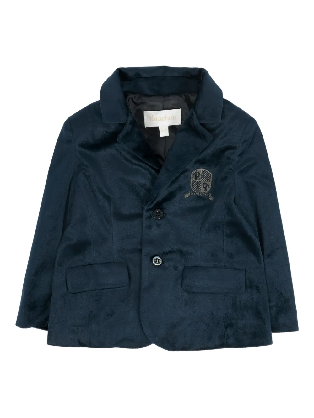 Patachou logo-embroidered velvet jacket | Blue | Image 1