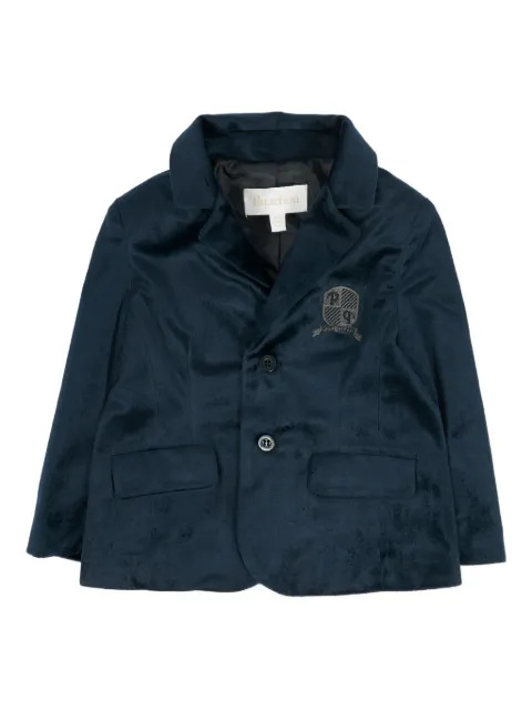 Patachou logo-embroidered velvet jacket