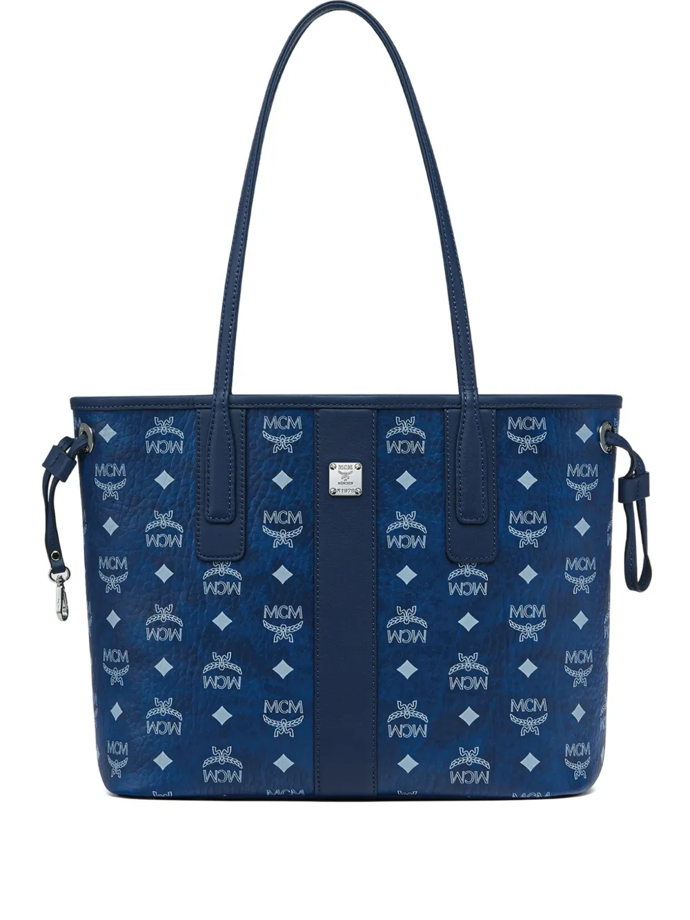 Mcm Small Liz Monogram Tote Bag In Blue