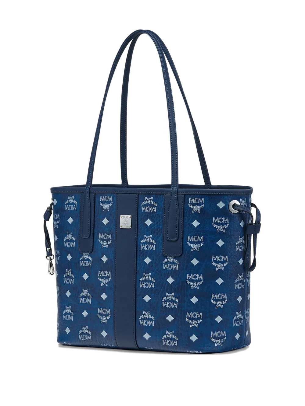 Mcm Small Liz Monogram Tote Bag In Blue