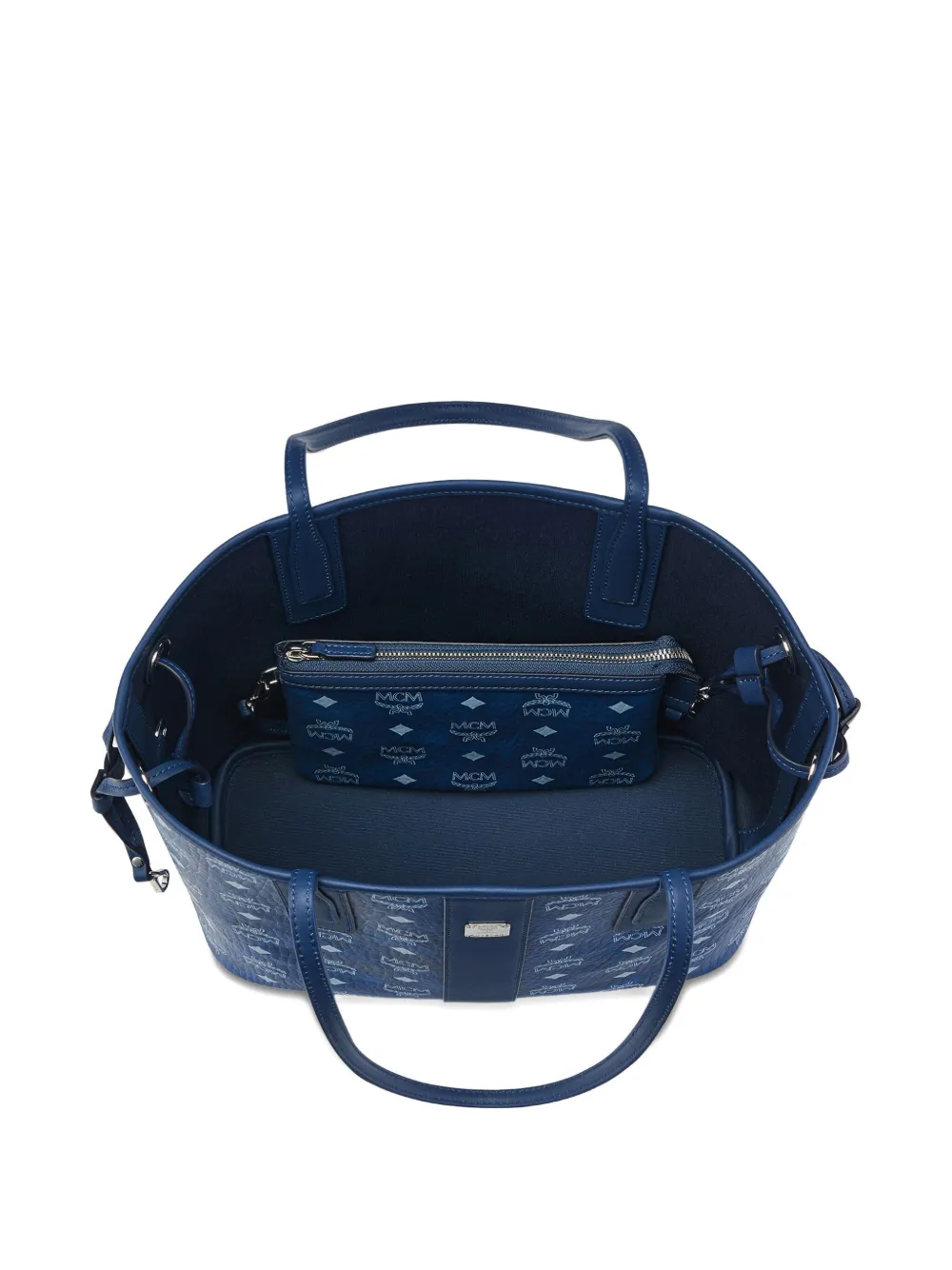 Mcm Small Liz Monogram Tote Bag In Blue