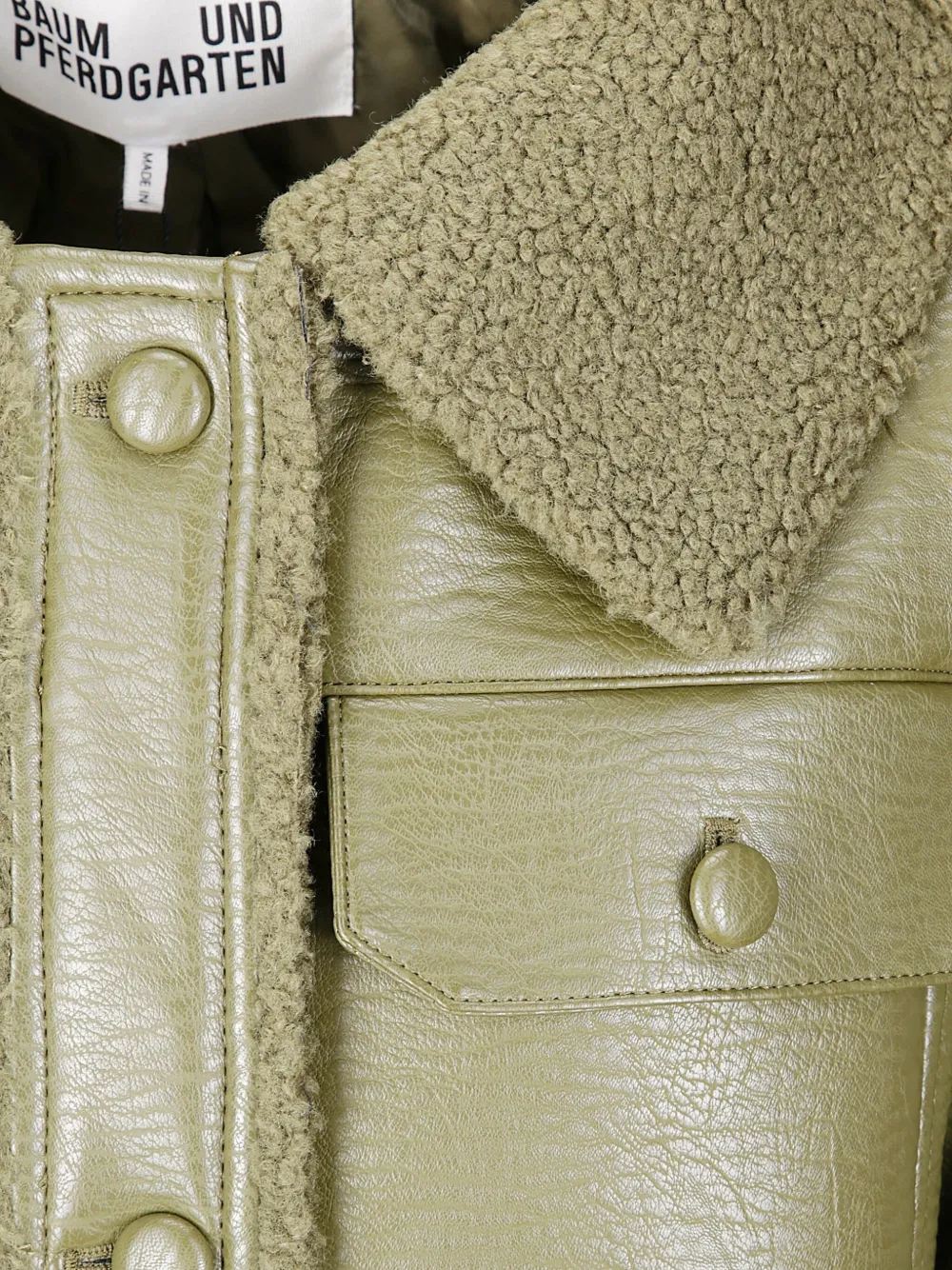 Baum Und Pferdgarten Desire Faux-shearling-collar Coat In Green