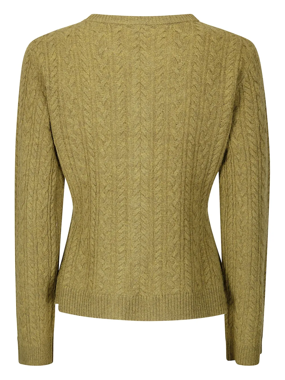 Baum Und Pferdgarten Intricate Knit Sweater With Contrast Buttons And Round Neckline In Green