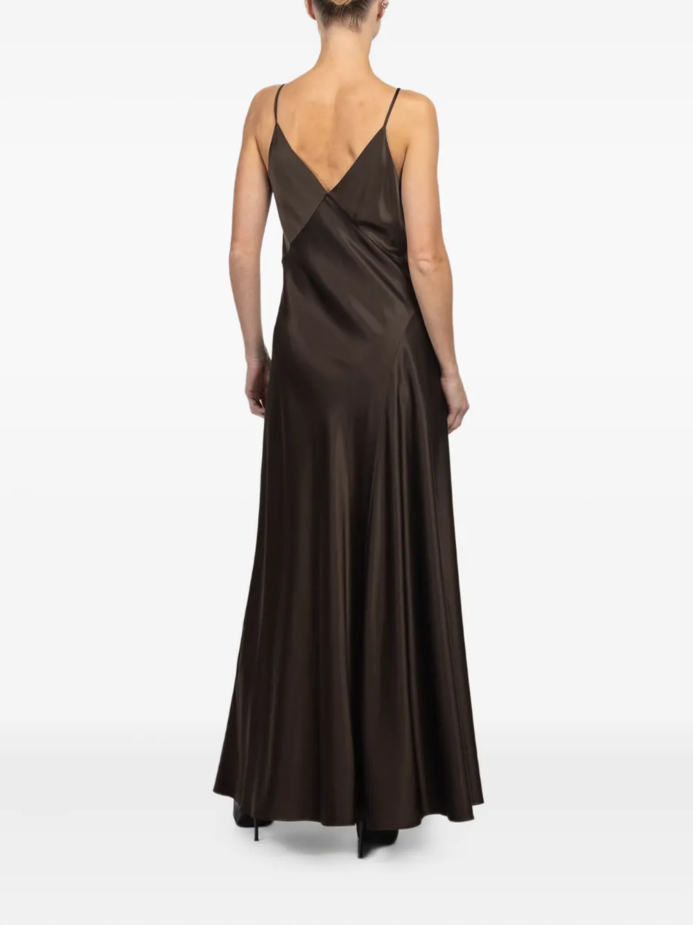 Kulson Grace V-neck Strap Maxi Dress In Brown