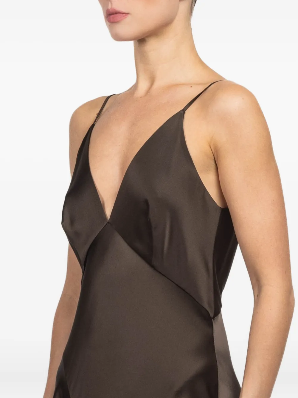 Kulson Grace V-neck Strap Maxi Dress In Brown