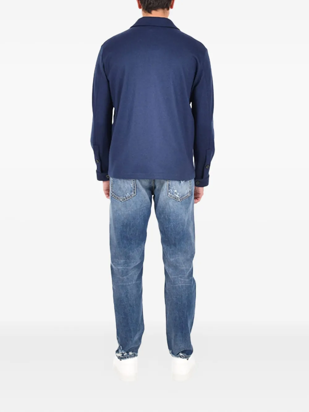 Drumohr Buttoned Pocket Overshirt In Blue