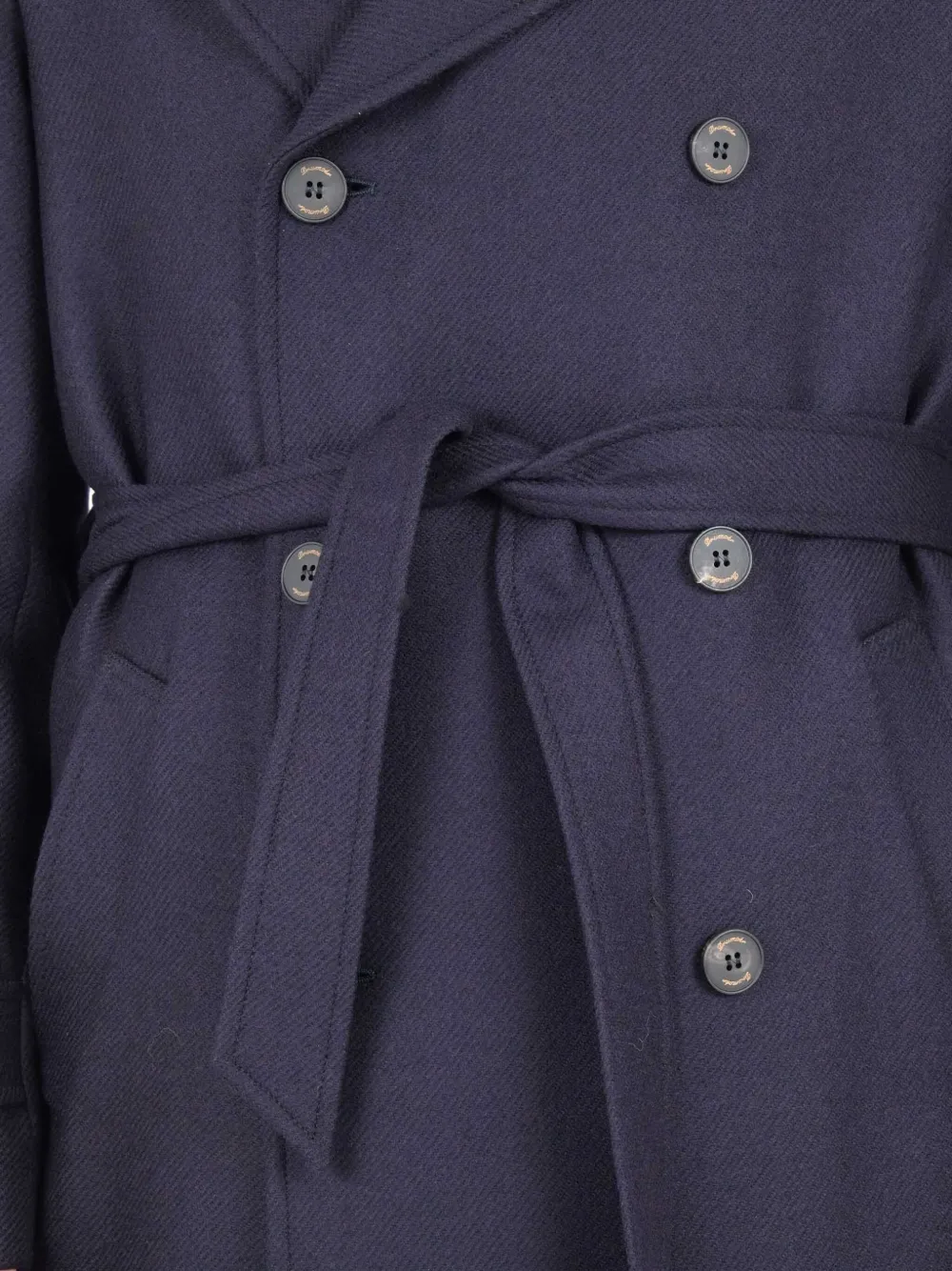 Drumohr Jas met ceintuur en dubbele rij knopen Blauw