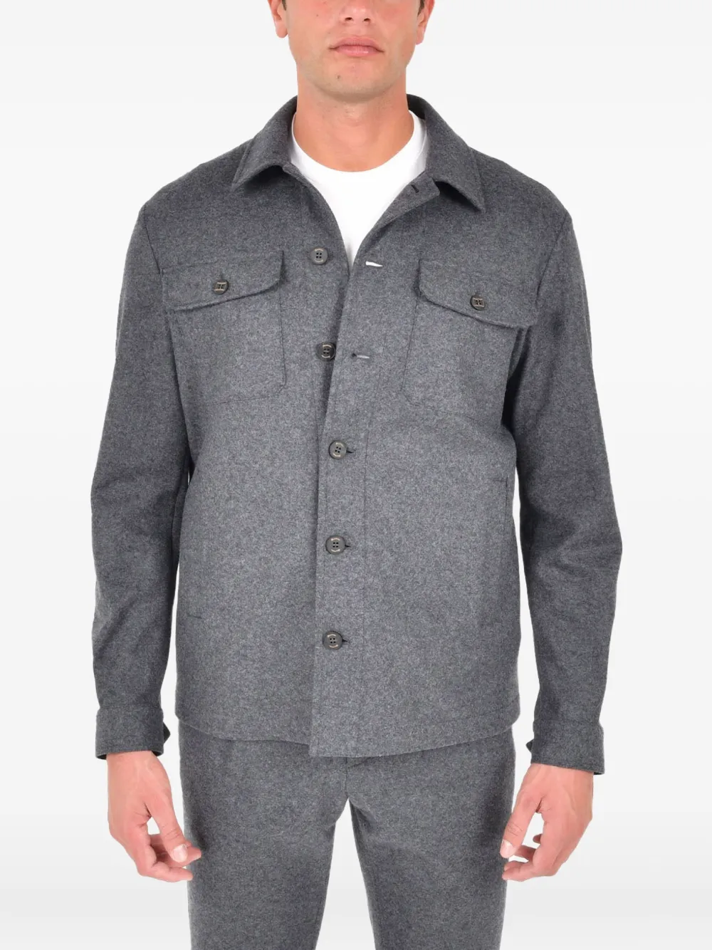 Drumohr buttoned pocket shirt | Grey | Image 1