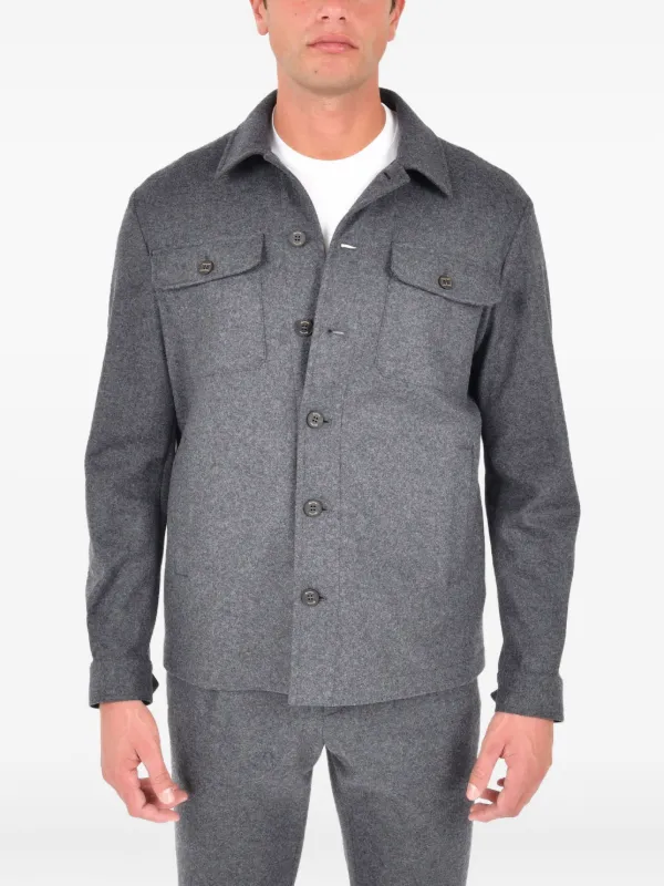 Drumohr Buttoned Pocket Shirt in Grey