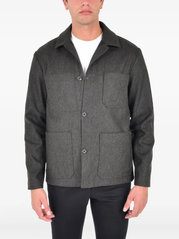 Drumohr Buttoned Patch-pocket Overshirt in Green