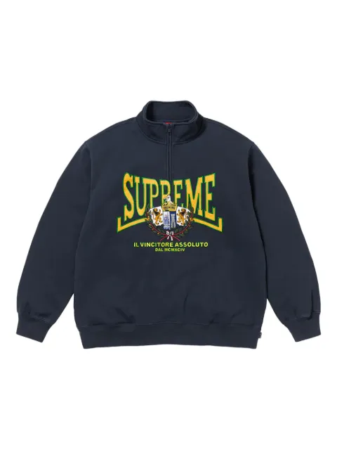 Supreme crest-appliqué half-zip sweatshirt
