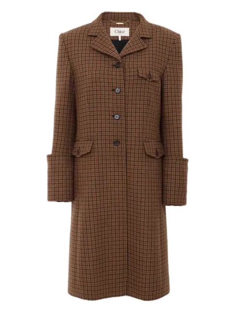 Chloé wool houndstooth single-breasted coat