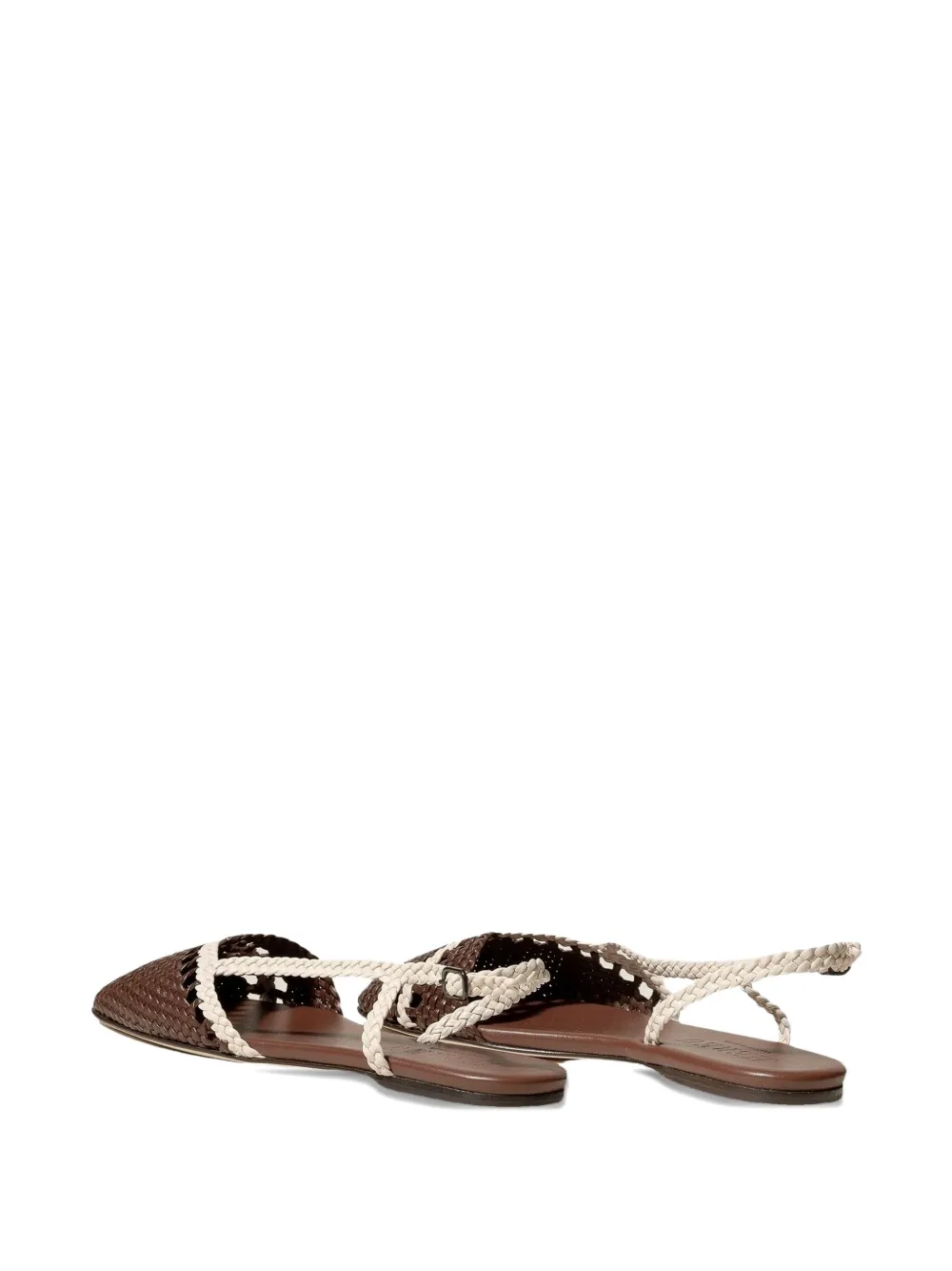 Hereu Rondaia wov-leather slingback flat pumps Bruin