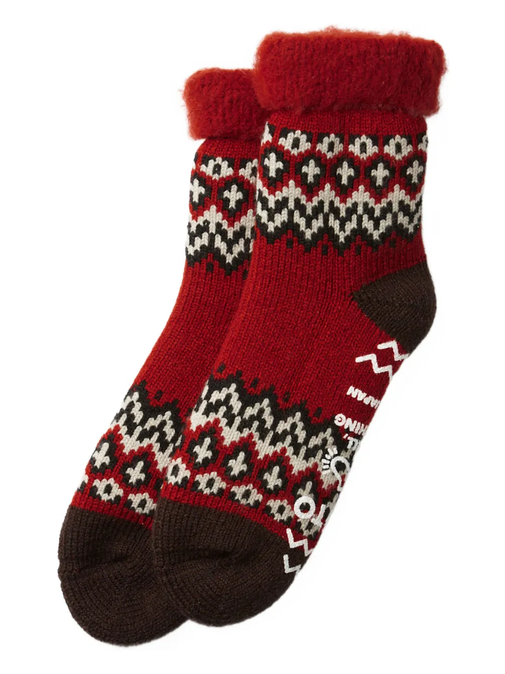 RoToTo Fairisle-patterned slipper socks | Red | Image 1