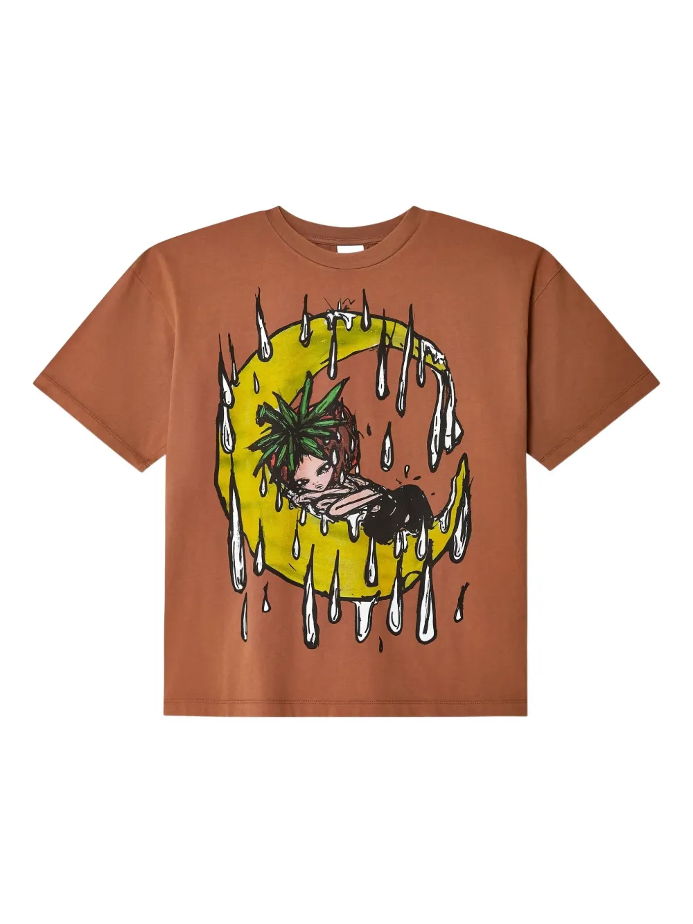 Sky High Farm moon-print cotton t-shirt | Brown | Image 1