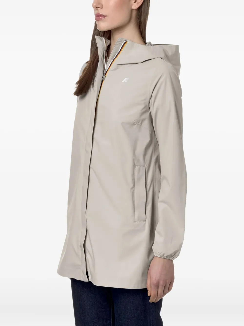 K-way Logo-patch Hooded Jacket In Neutral