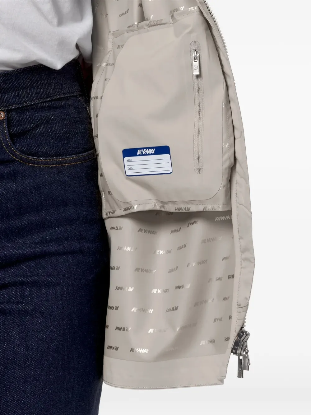 K-way Logo-patch Hooded Jacket In Neutral