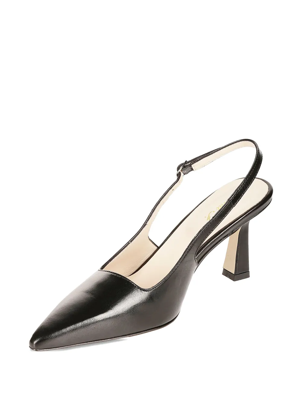 Anna F Soft Black Nappa Pointed Toe Slingback Shoes In Black