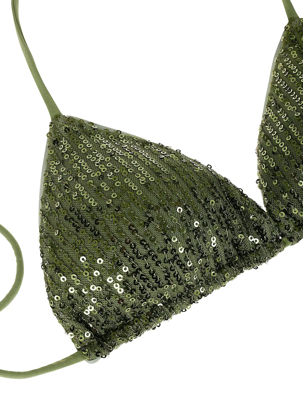 Mc2 Saint Barth Sequinned Triangle-cup Bikini Top In Green
