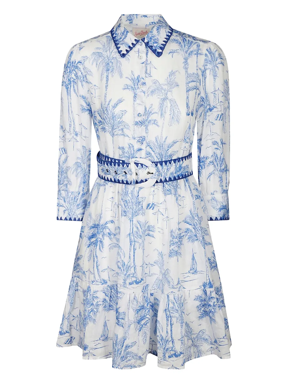 MC2 Saint Barth palm-print belted dress | White | Image 1