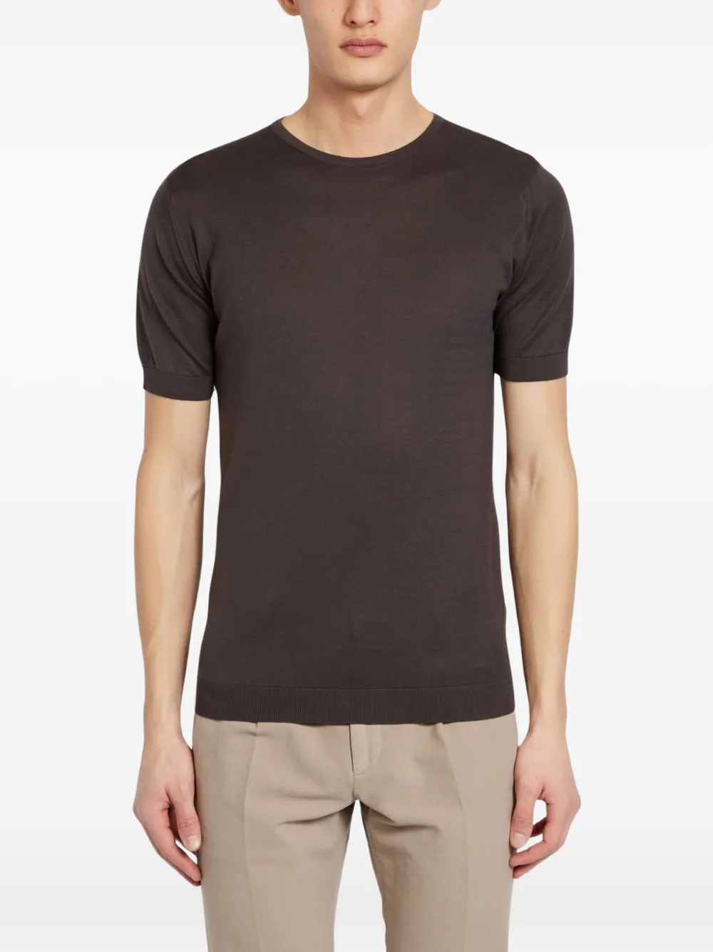 John Smedley Sea Island Short-sleeve Cotton T-shirt In Brown