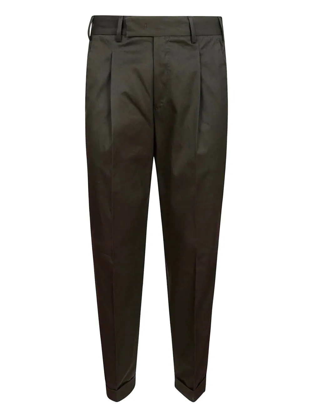 PT Torino pleat-detail cotton trousers | Green | Image 1