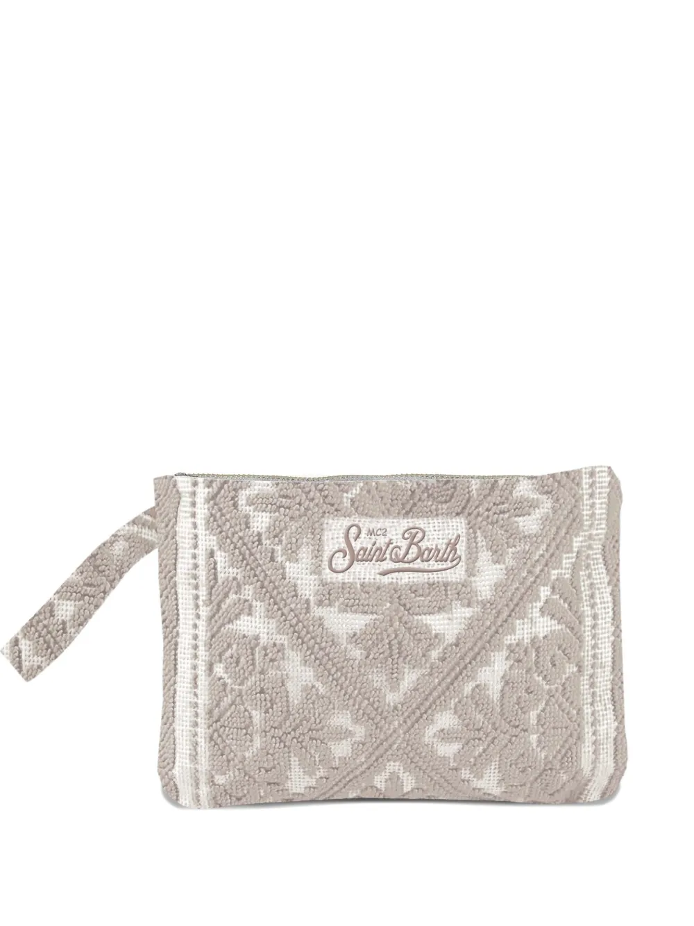 MC2 Saint Barth embroidered cotton clutch | Grey | Image 1