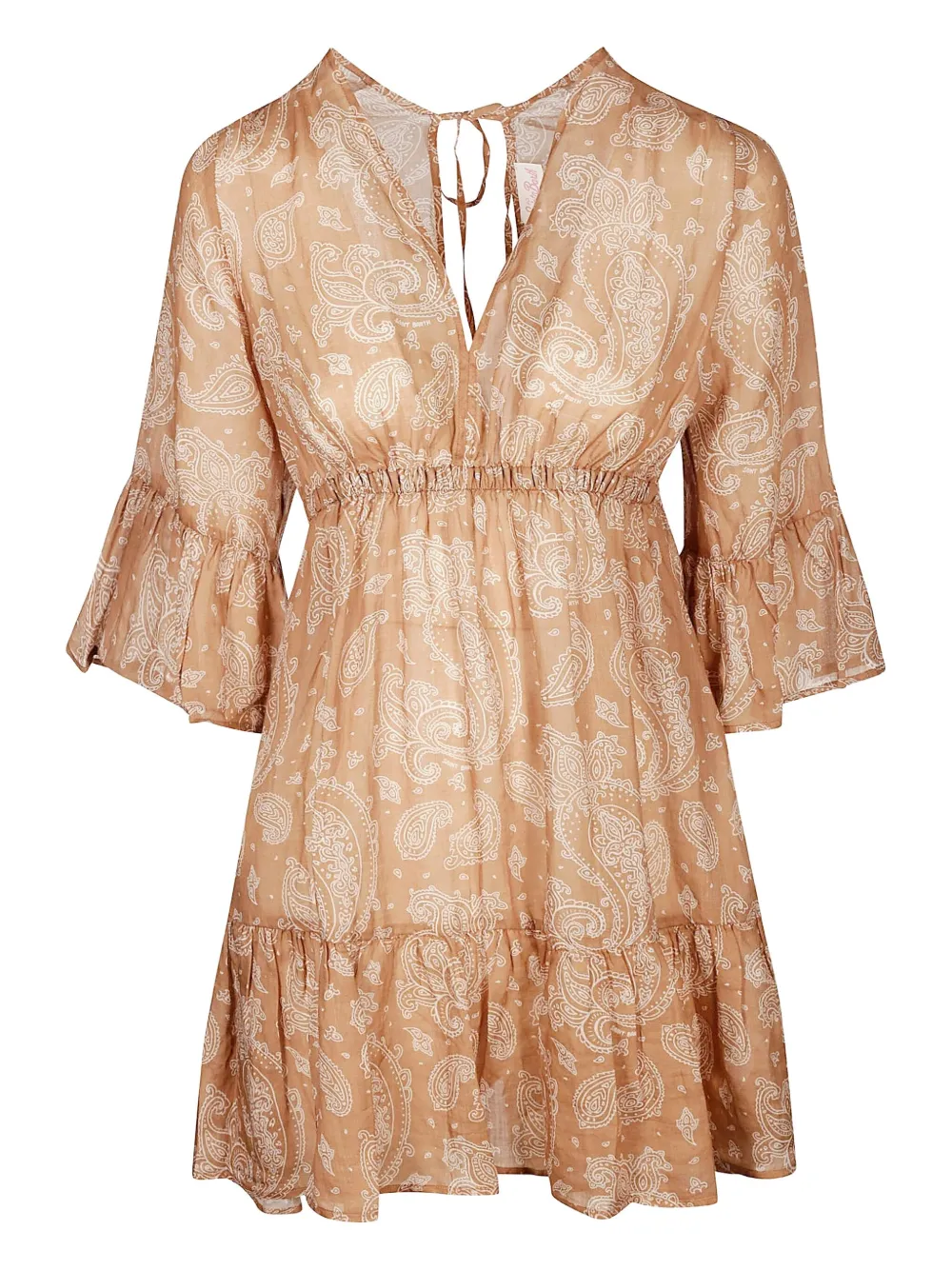 MC2 Saint Barth paisley-print ruffled dress | Brown | Image 1
