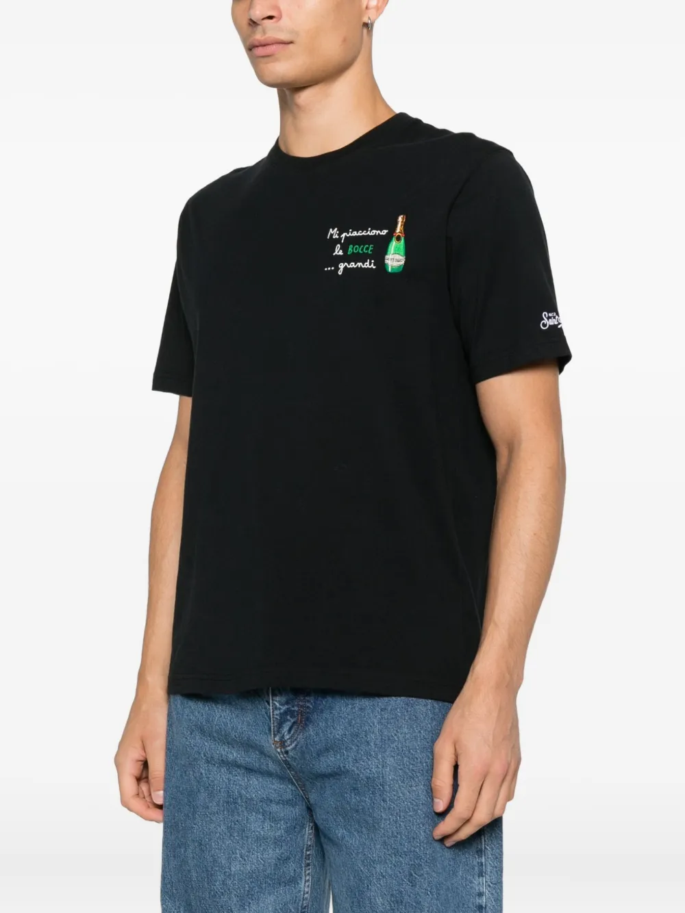 Mc2 Saint Barth Embroidered T-shirt In Black