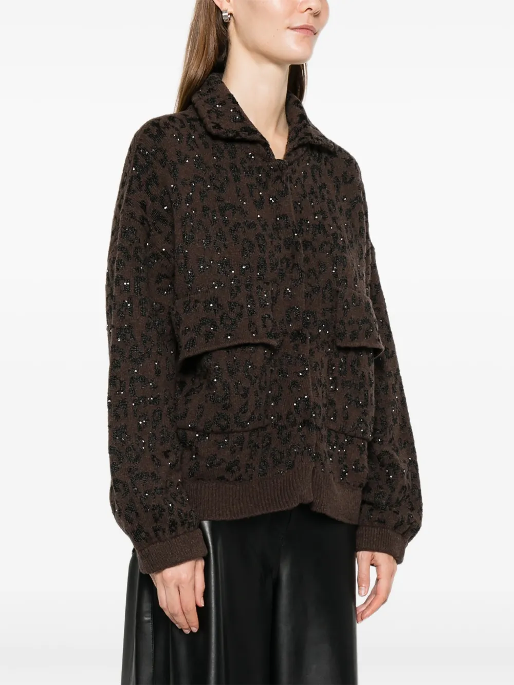 Nude Vest met dierenprint Bruin