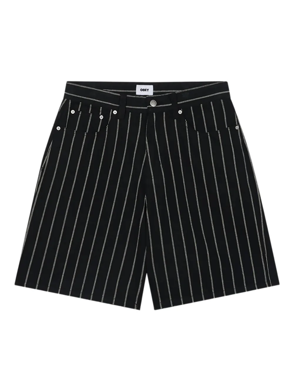 Obey pinstripe shorts | Black | Image 1