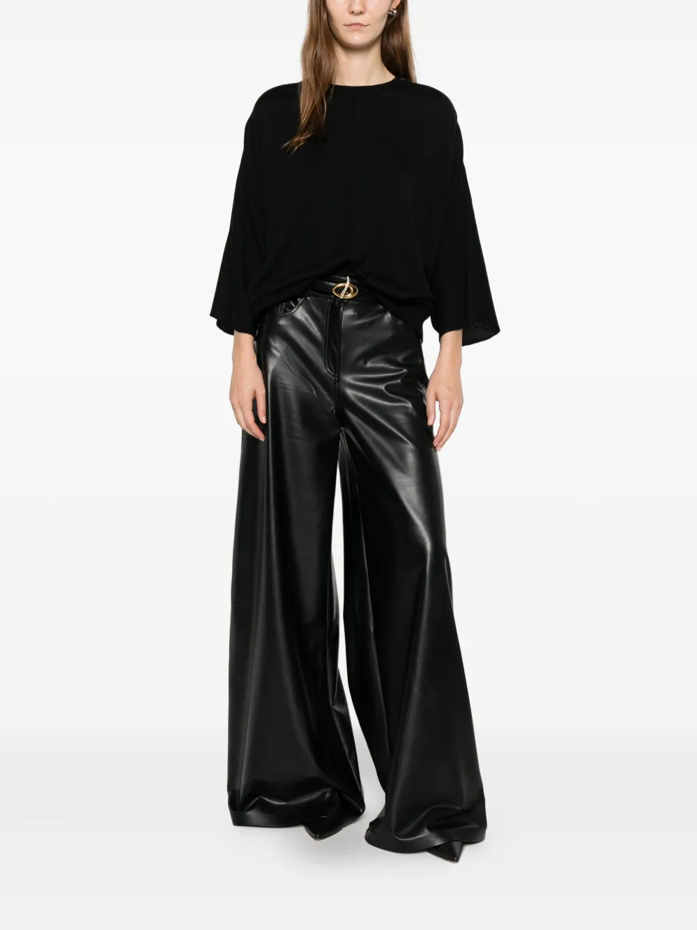 Nude Seam Detail Wool Sweater In Black