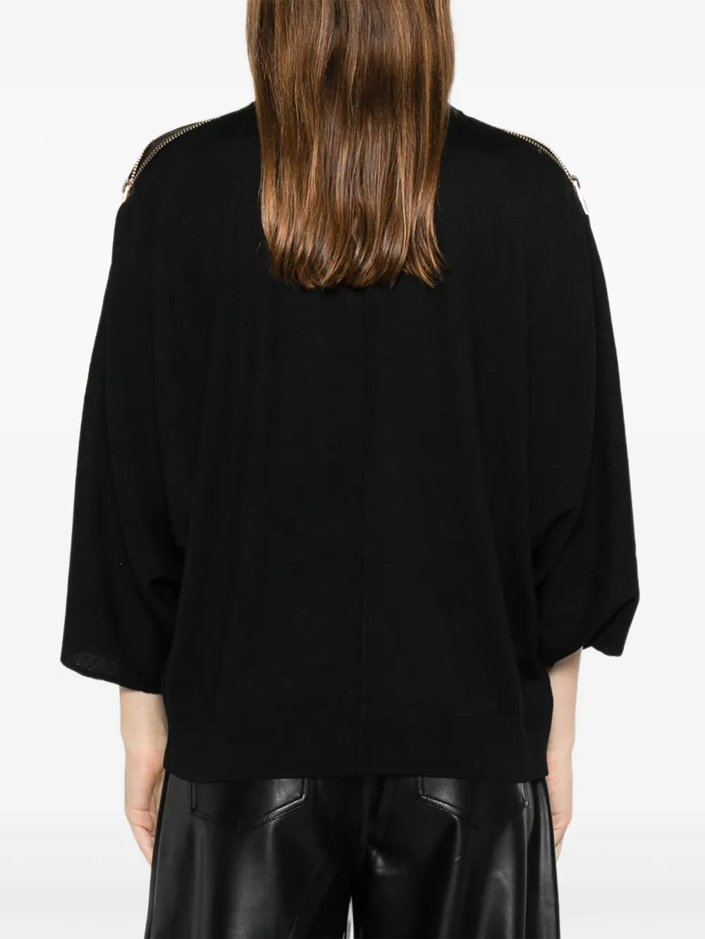 Nude Seam Detail Wool Sweater In Black