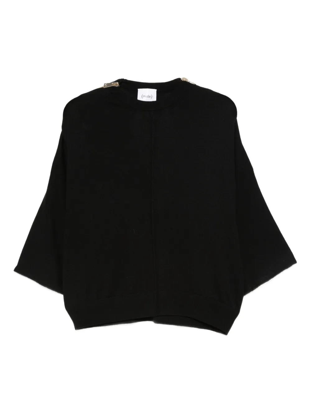 Nude Seam Detail Wool Sweater In Black