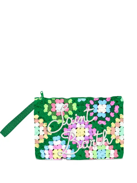 MC2 Saint Barth crochet logo-appliqué clutch bag
