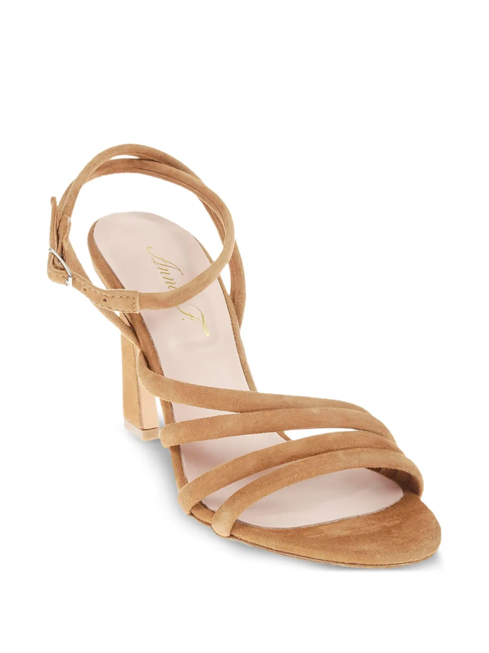 Anna F. 90 mm suède sandalen met enkelbandje Bruin
