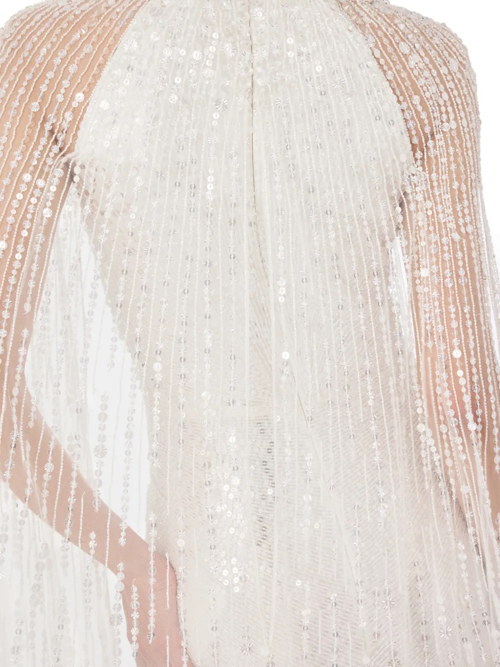 Jenny Packham Cairo Sequin Cape Maxi Dress In White