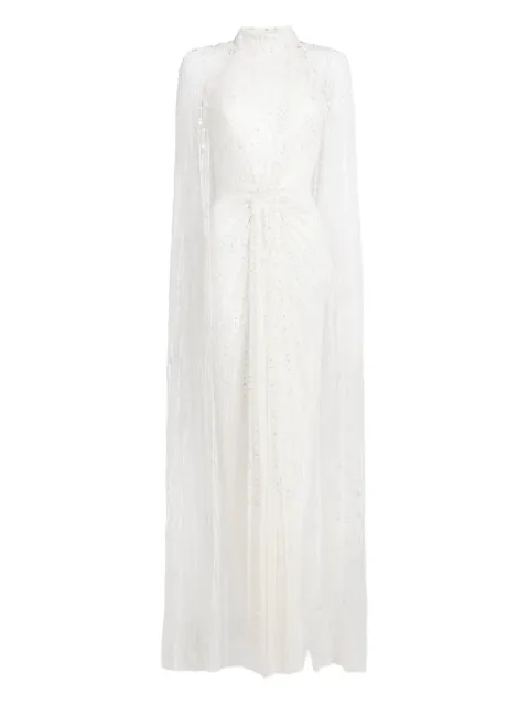 Jenny Packham Cairo sequin cape maxi dress