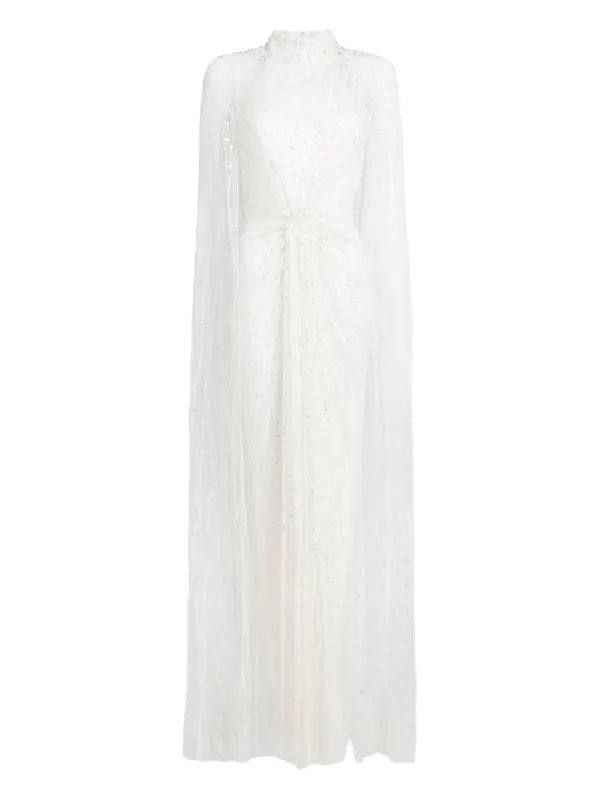 elegantly inclined cream floral print wrap maxi dress Sienna V-Neck Gown in Cream