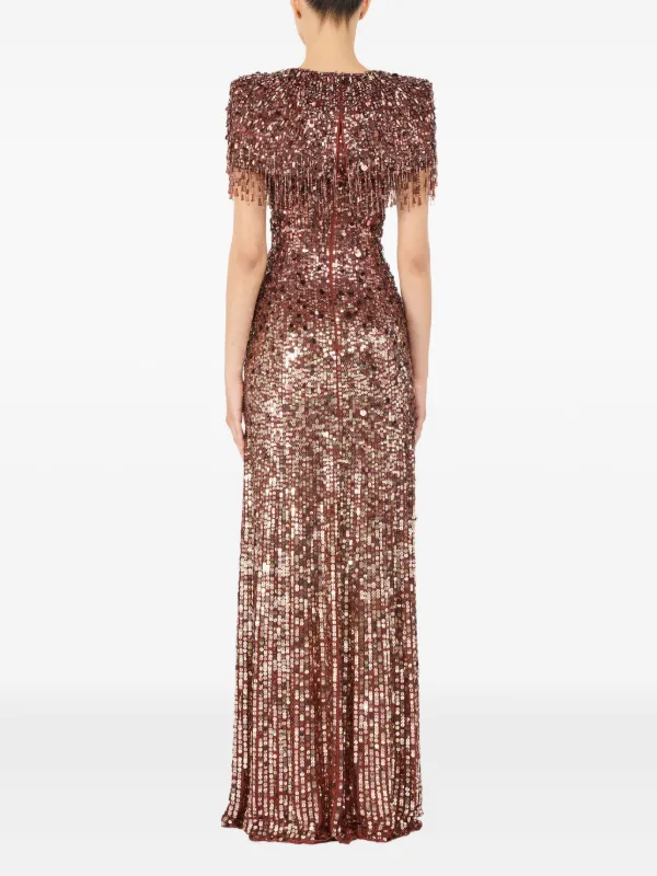 eugenie evening dress Jenny Packham Eugenie Sequin Fringed Maxi Dress