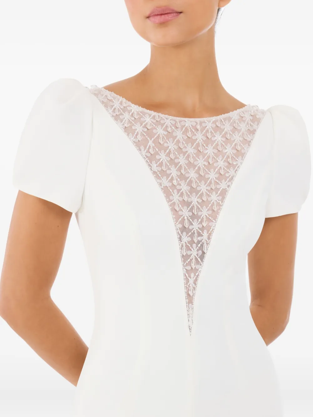 Jenny Packham Empress Lace-panel Gown In White