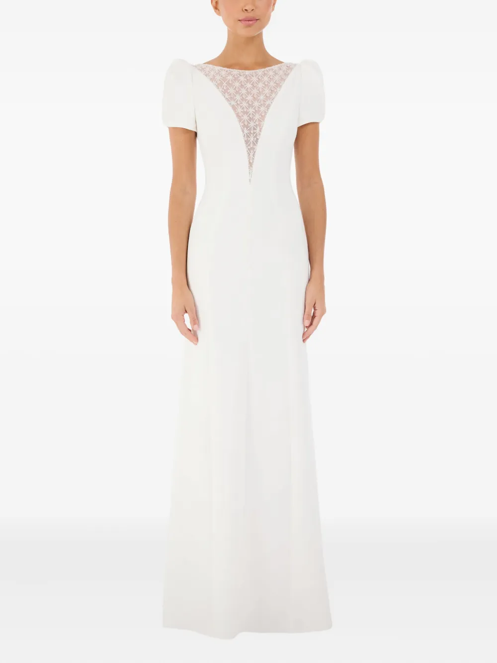 Jenny Packham Empress Lace-panel Gown In White
