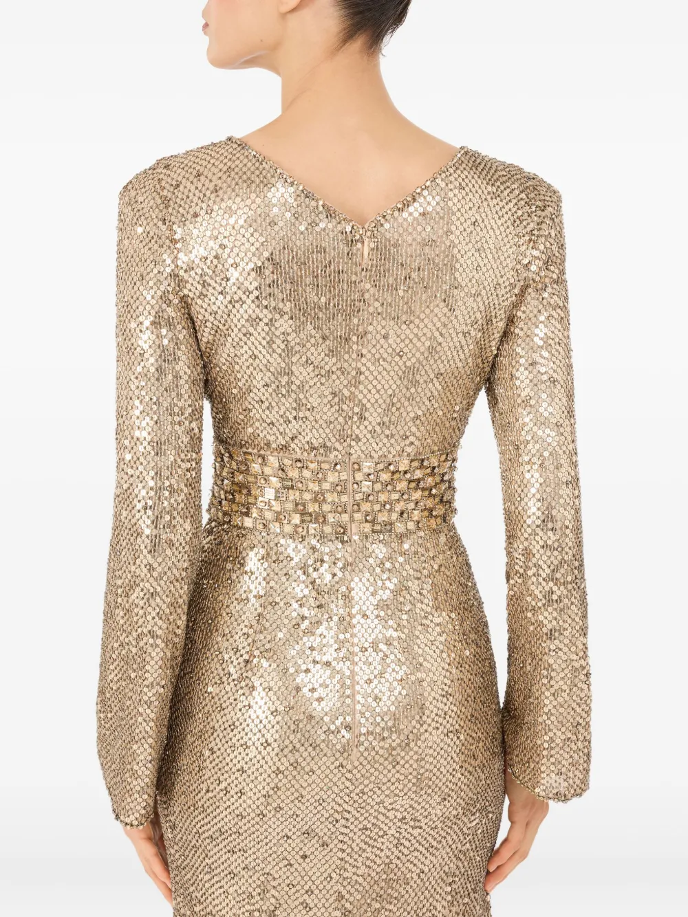Jenny Packham June Sequin Embellished Maxi Dress In Neutral